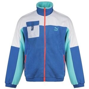 Puma Jacket Mens Medium Sherpa Fleece Full Zip Colorblock Sportswear DE-91074